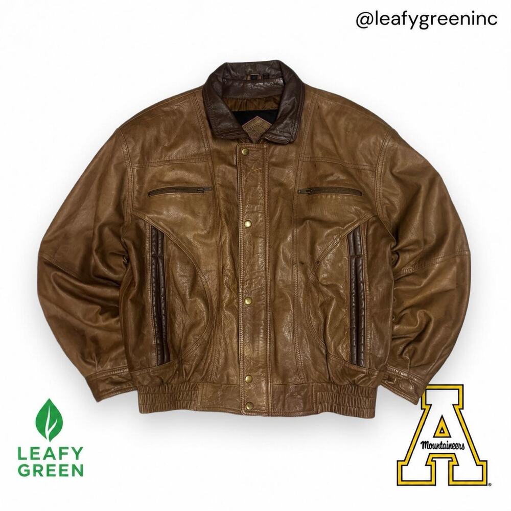 VTG 90s Weekends Cracked Patina Leather Bomber Flight Jacket us sz M Boxy Crop